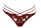 Cross-Tie Lace Mesh Lingerie Set with Adjustable-Strap Push-Up Bra and Matching Sheer-Detail Panty