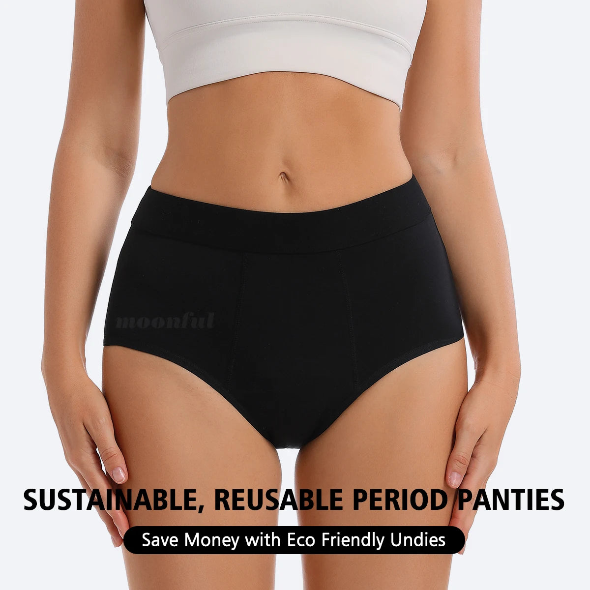 Three-Piece High-Waisted Absorbent Brief Set in Solid Tones
