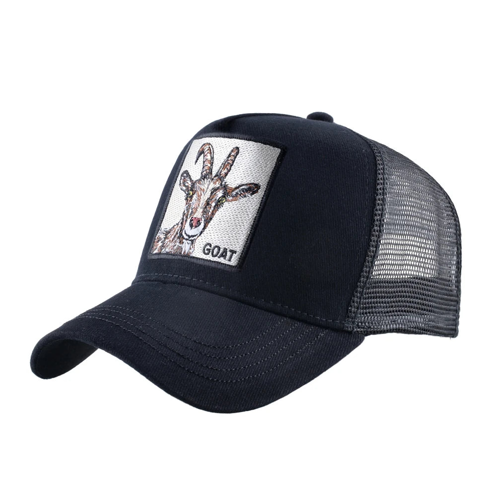 Embroidered Patch Mesh Trucker Cap Adjustable Curved Brim Casual Streetwear Outdoor Hat
