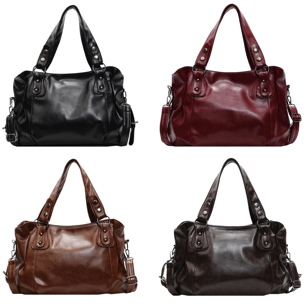 Large Capacity PU Leather Hobo Tote Bag with Soft Shoulder Design