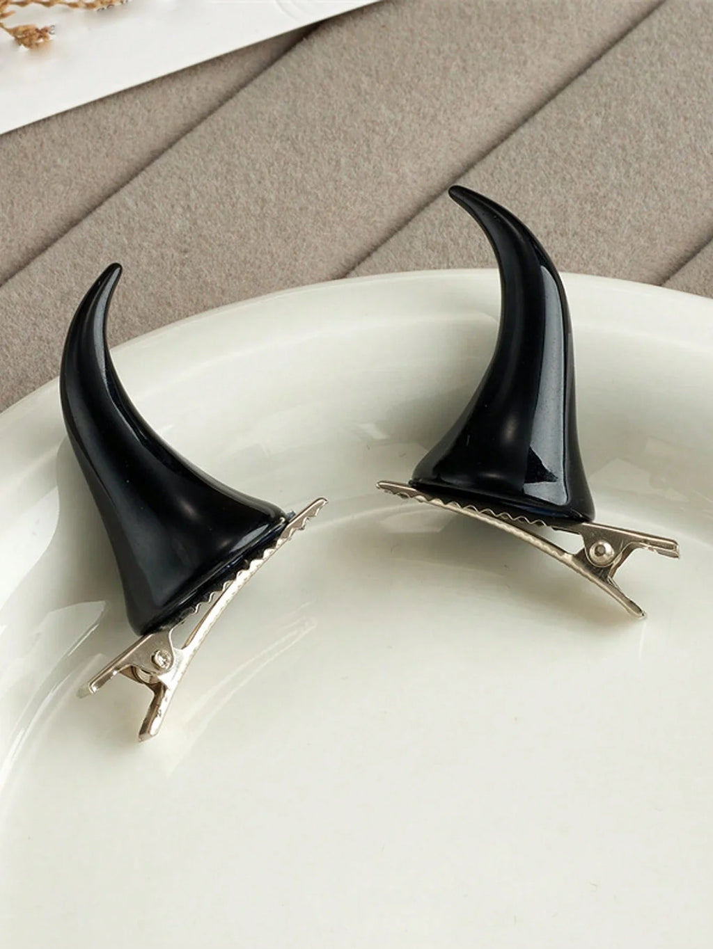 Devil Horn Hair Clips for Gothic Punk and Alternative Costume Styling