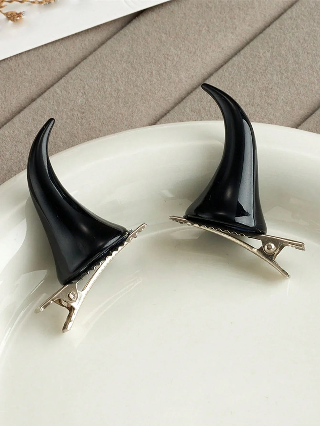 Devil Horn Hair Clips for Gothic Punk and Alternative Costume Styling