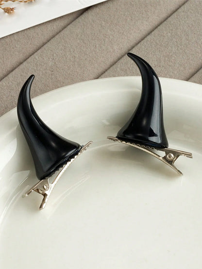 Devil Horn Hair Clips for Gothic Punk and Alternative Costume Styling