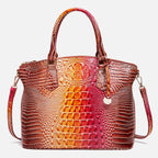 Embossed Dome Satchel Bag with Top Handle and Detachable Shoulder Strap
