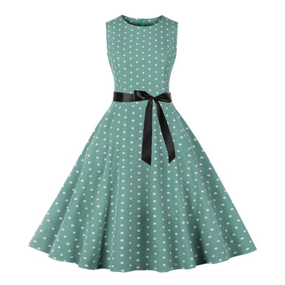 Retro Polka Dot Rockabilly Inspired Alternative Swing Midi Dress