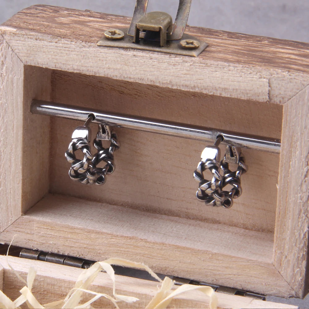 Gothic Knot Hoop Earrings with Alternative Punk Statement Charm Details