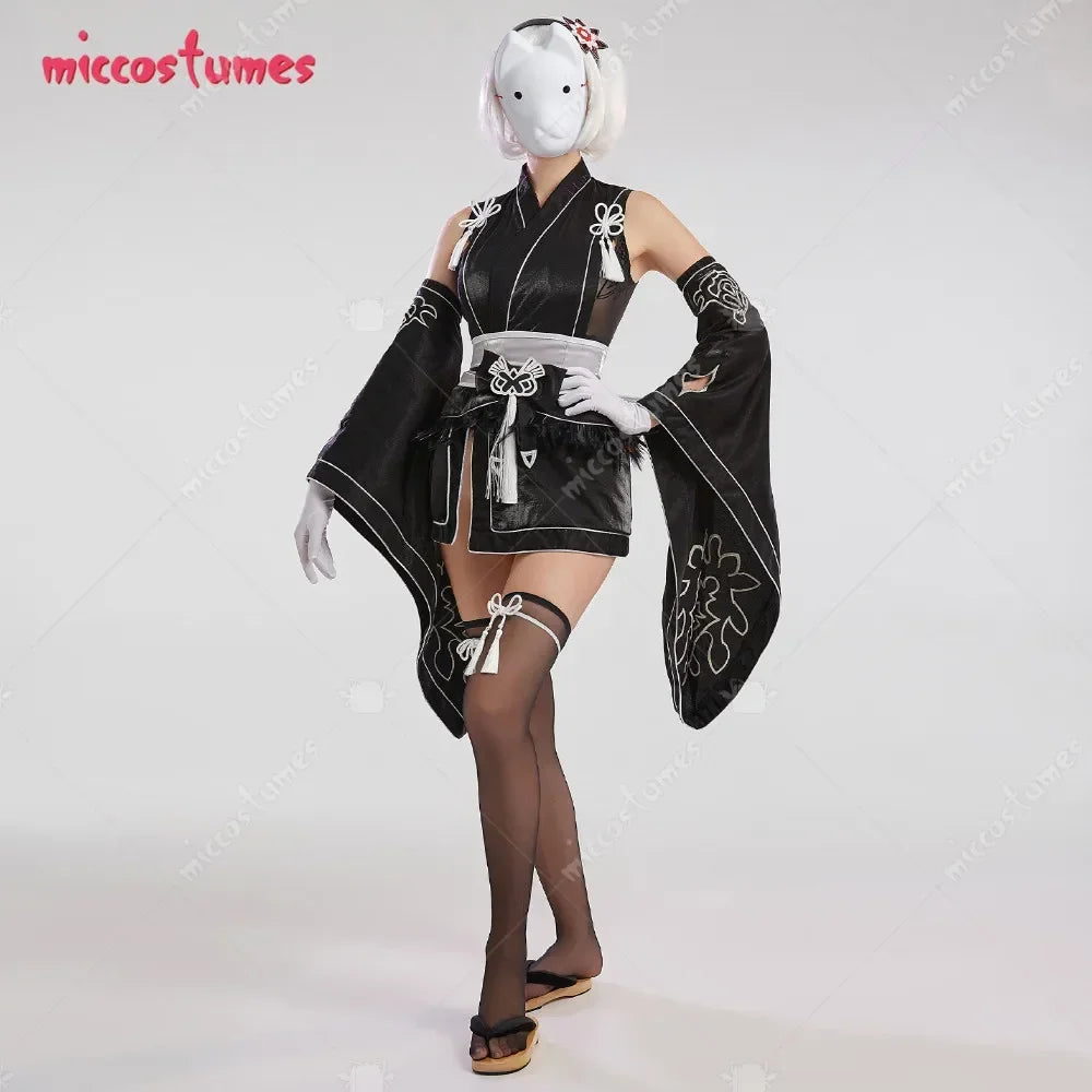 Women's Layered Kimono-Inspired Costume Set with Detached Sleeves, Headband and Matching Accessories