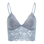 French Eyelash Lace Longline Triangle Bralette and Scalloped Low-Rise Hipster Panty Set