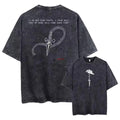 Anime Goth Vintage Graphic Tee with Distressed Serpent Streetwear Artwork