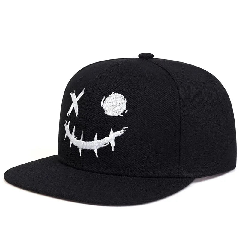 Graphic Embroidered Flat Brim Snapback Cap Adjustable Hip Hop Streetwear Fashion Hat