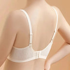 Textured Lilac Seamless Bra with Scalloped V-Neckline and Adjustable Straps