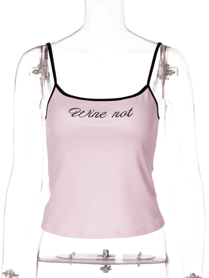 Graphic Print Backless Crop Camisole with Slim Fit Streetwear Style