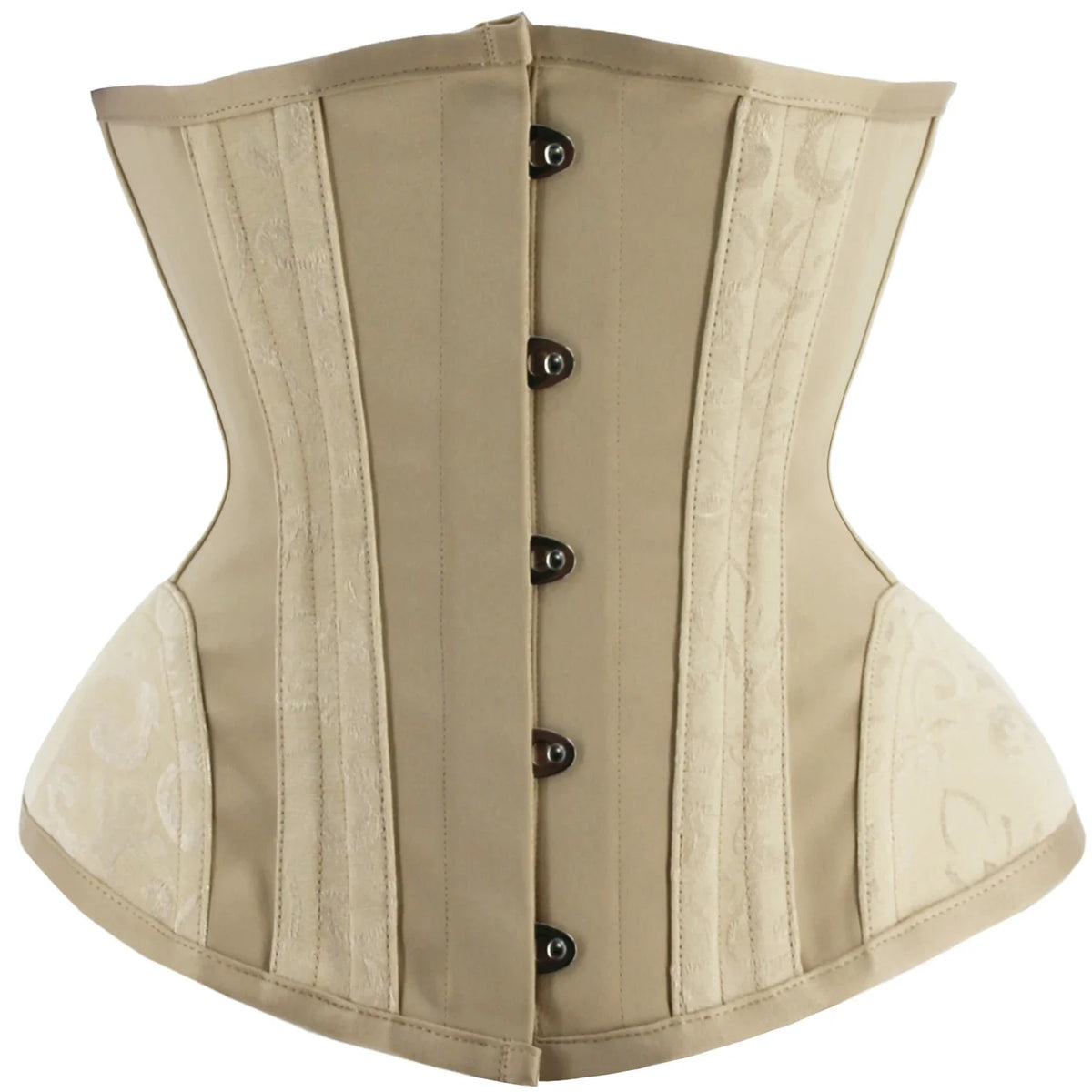Black Underbust Corset Waist Cincher with Textured Floral Side Panels