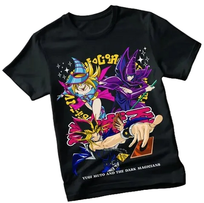 Retro Anime Streetwear Graphic Tee with Manga-Inspired Fantasy Art Design