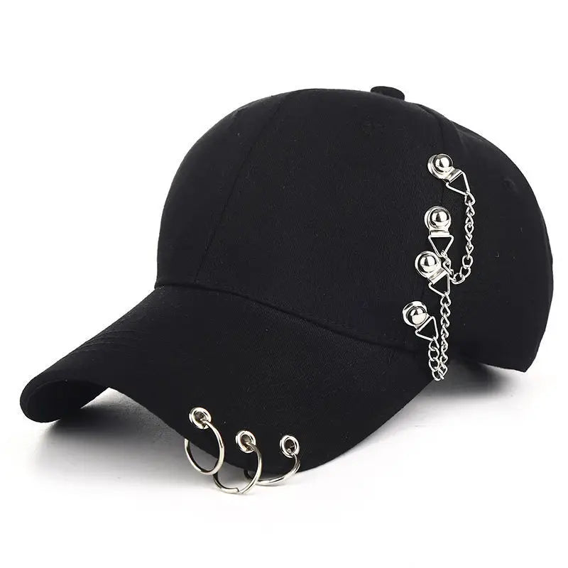 Minimalist Decorative Ring Baseball Cap Adjustable Curved Brim Casual Streetwear Hat