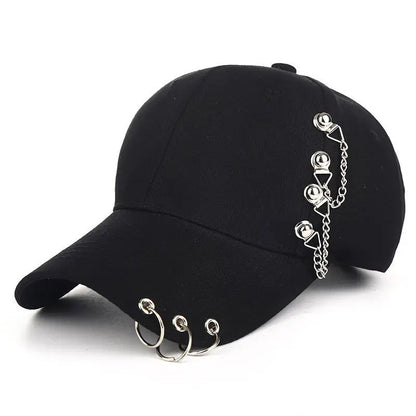 Minimalist Decorative Ring Baseball Cap Adjustable Curved Brim Casual Streetwear Hat