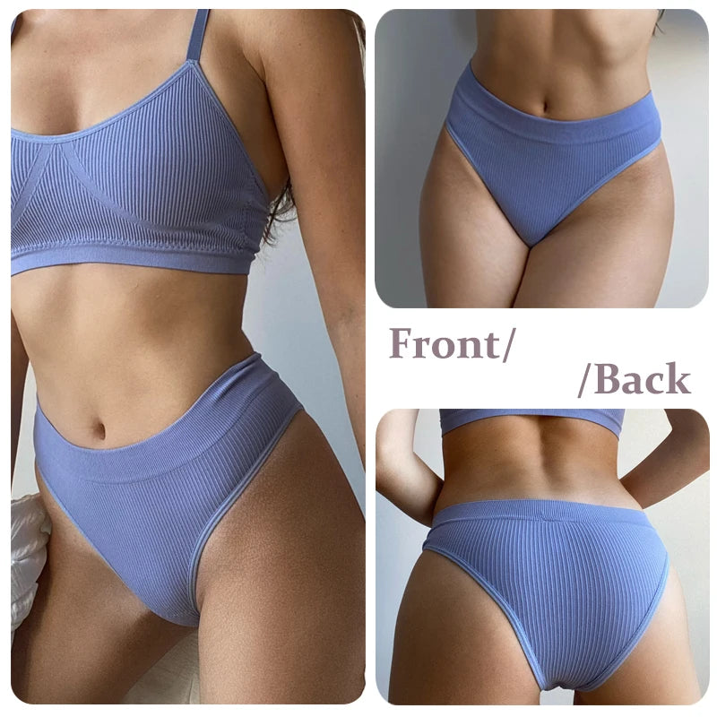 Seven-Piece Cotton Ribbed Low-Rise Bikini Panty Set