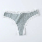 Women’s Delicate Lace Low-Rise Thong with Floral-Style Trim, Minimal G-String Silhouette and Solid Color Design