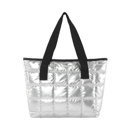 Quilted Puffer Tote Shoulder Bag with Zip Closure for Everyday
