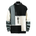 Men's Color Block Mock Neck Relaxed Fit Contemporary Knit Sweater
