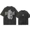 Dark Anime Gothic Oversized Vintage Wash Streetwear Graphic Cotton T-Shirt