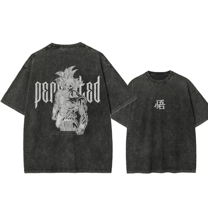 Dark Anime Gothic Oversized Vintage Wash Streetwear Graphic Cotton T-Shirt