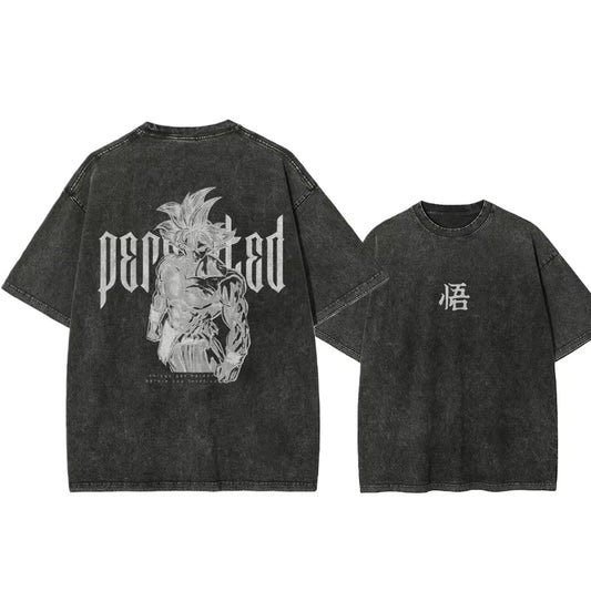 Dark Anime Gothic Oversized Vintage Wash Streetwear Graphic Cotton T-Shirt