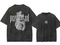 Minimal Manga Back Print Oversized Washed Anime Streetwear Cotton T-Shirt