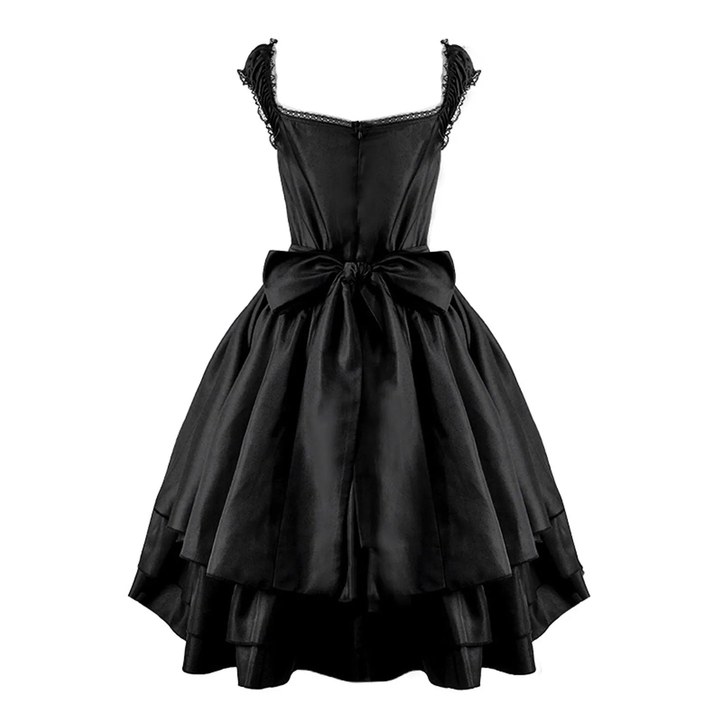 Layered Corset Gothic Dress with Dark Elegant Streetwear Style