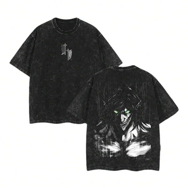 Vintage Anime Goth Oversized Graphic Tee with Dark Manga Illustration Artwork