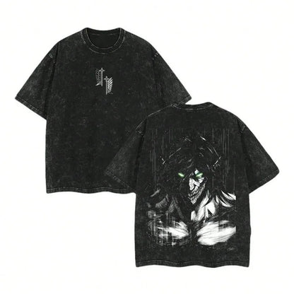 Vintage Anime Goth Oversized Graphic Tee with Dark Manga Illustration Artwork