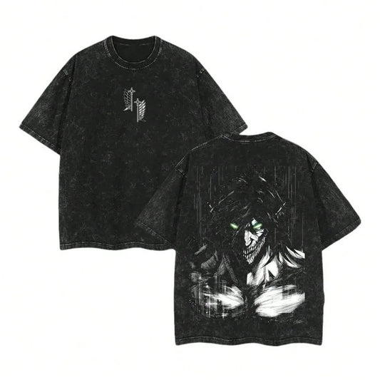 Vintage Anime Goth Oversized Graphic Tee with Dark Manga Illustration Artwork