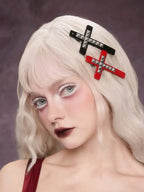Gothic Lace Cross Hair Clips Y2K Alternative Statement Hair Accessories