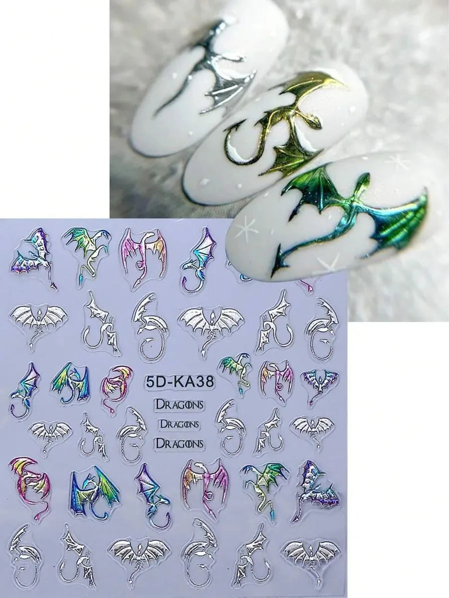 Gothic Butterfly and Celestial Nail Art Stickers for Alternative Manicure Designs