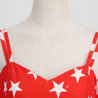American Flag Print Retro A-Line Swing Dress with Sweetheart Neckline