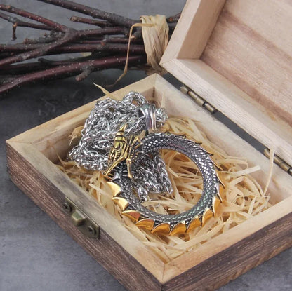 Ouroboros Tree Symbol Pendant Necklace with Mystical Alternative Statement Design