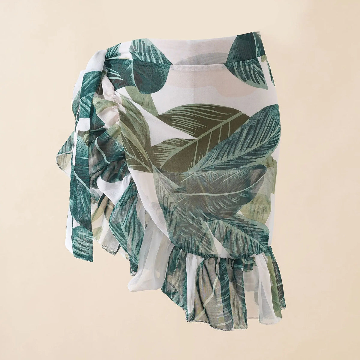 Sheer Printed Chiffon Bikini Cover-Up Skirt with Lightweight Wrap Design for Beach and Poolside Styling