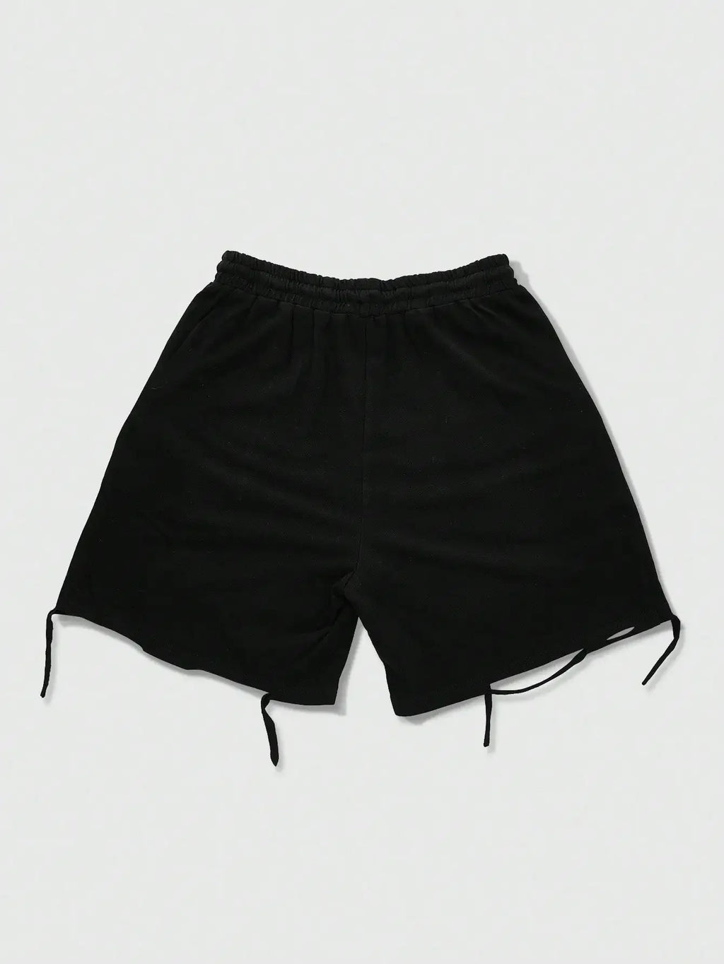 Men's Loose Graphic Print Drawstring Sports Shorts with Distressed Streetwear Inspired Design