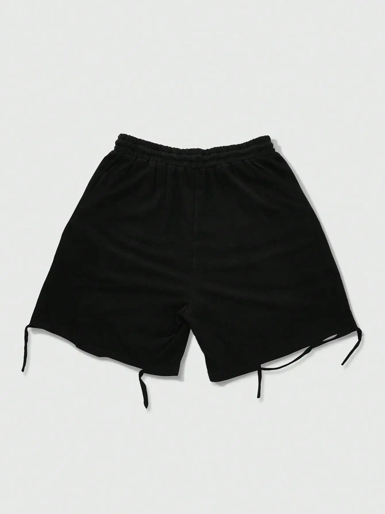 Men's Loose Graphic Print Drawstring Sports Shorts with Distressed Streetwear Inspired Design