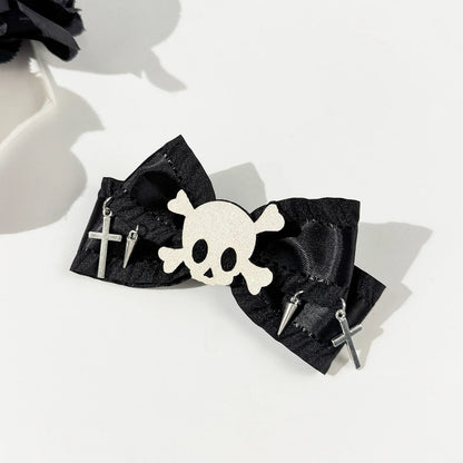 Skull Bow Hair Clip Gothic Punk Statement Alternative Fashion Accessory