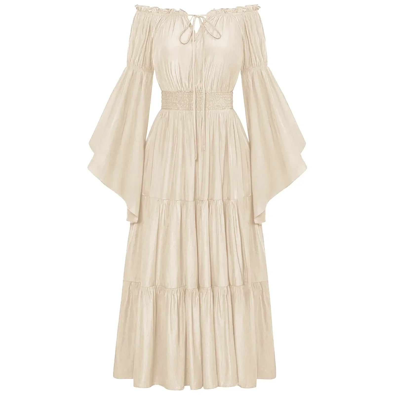 Flowing Gothic Maxi Dress with Layered Sleeves and Alternative Elegance