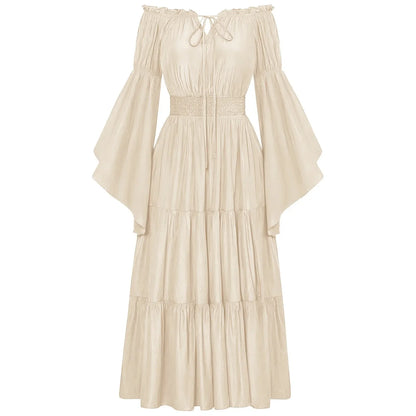 Flowing Gothic Maxi Dress with Layered Sleeves and Alternative Elegance