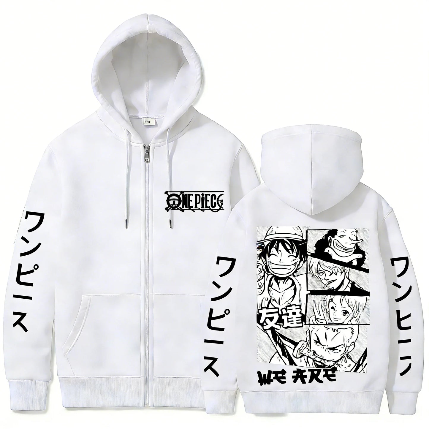 Anime-Inspired Manga Panel Zip Hoodie with Japanese Streetwear Design