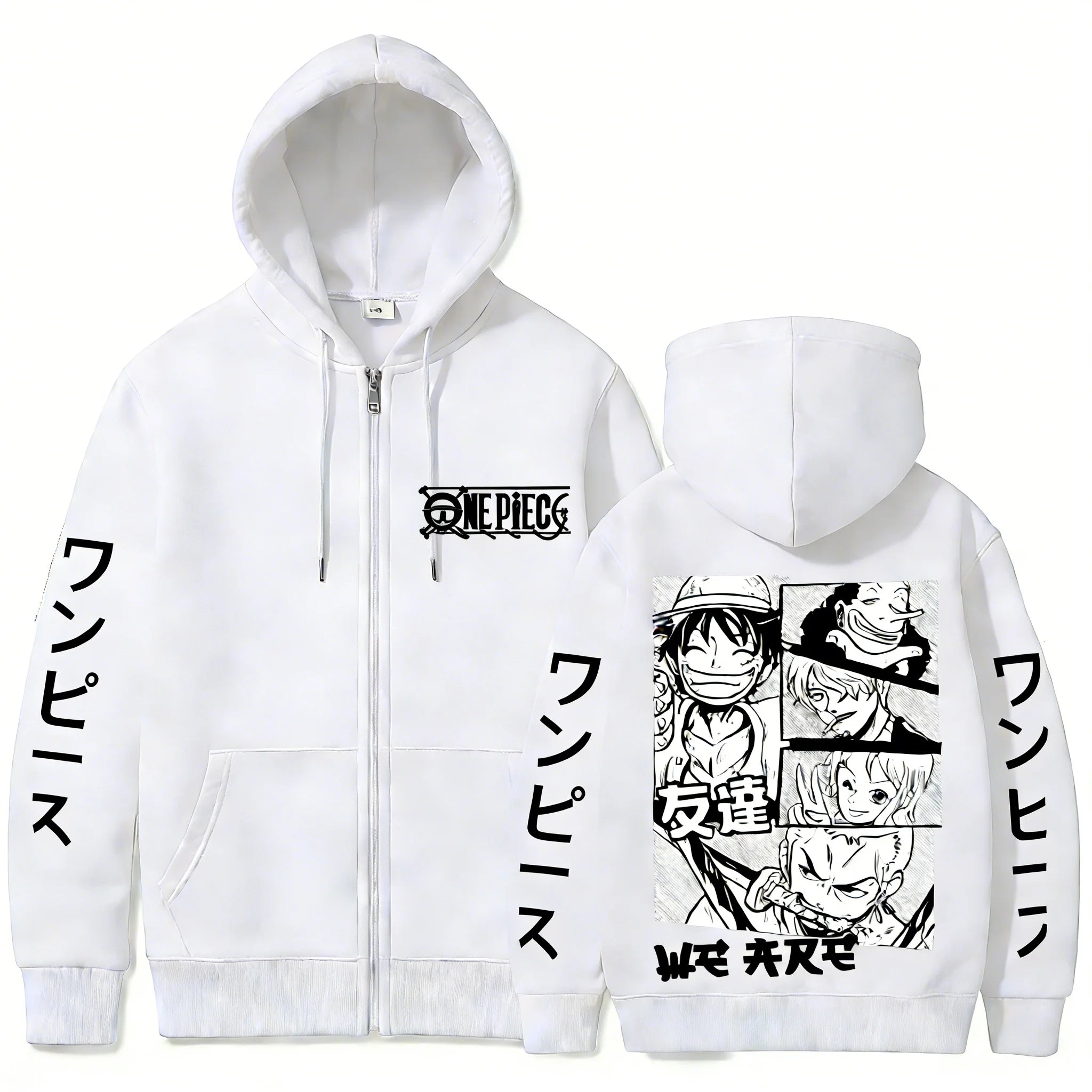 Anime-Inspired Manga Panel Zip Hoodie with Japanese Streetwear Design
