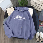 Women's Relaxed Graphic Pullover Hoodie with Minimal Typography Casual Streetwear Sweatshirt