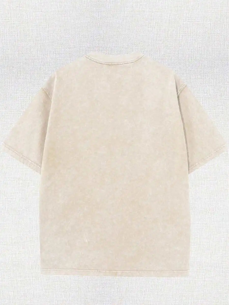 Minimal Anime Sketch Oversized Vintage Cotton Streetwear Graphic T-Shirt