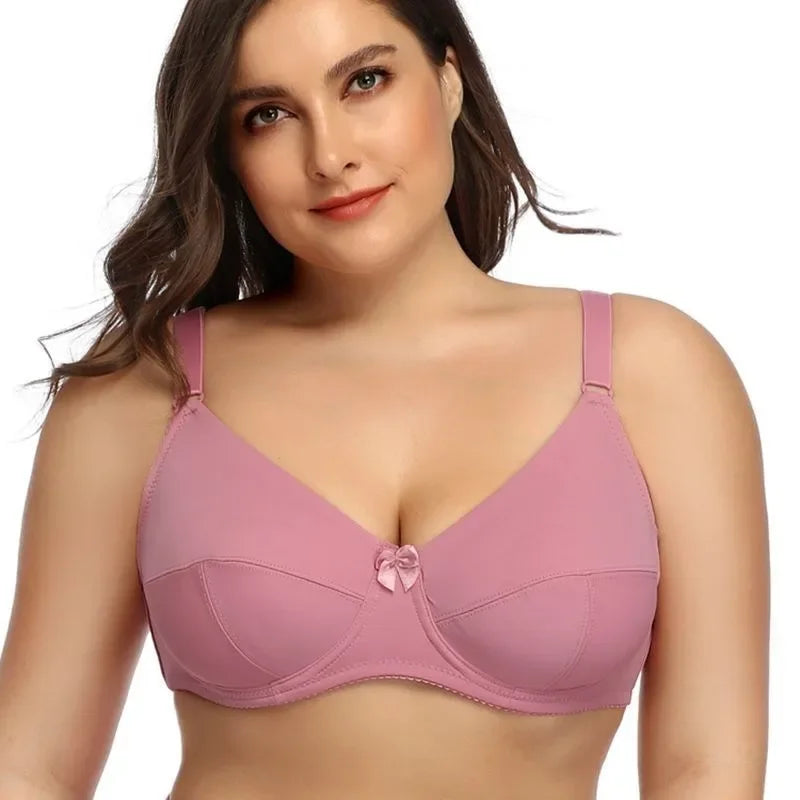 Full-Coverage Unlined Underwire Minimizer Bra with Delicate Bow Detail