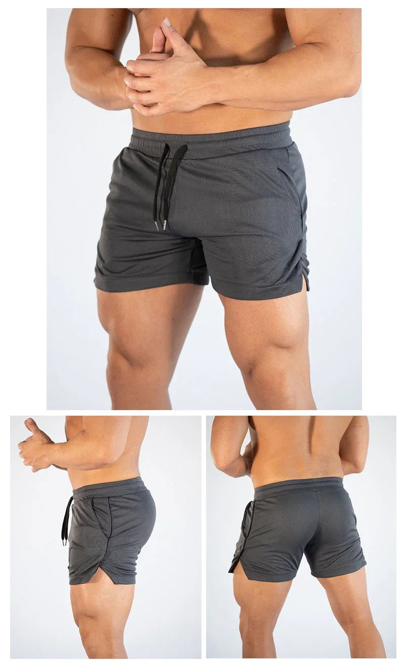 Men's Mid-Rise Elastic Waist Performance Gym Shorts with Regular Fit Casual Activewear Design