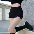 Asymmetrical High Waist Mini Skirt with Side Slit Slim Fit Silhouette
