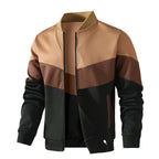 Men's Color Block Zip-Up Bomber Jacket with Modern Casual Streetwear Fit